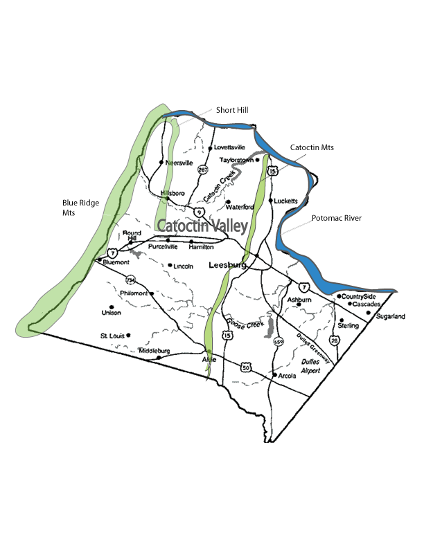 Loudoun County map, showing major geographical entities